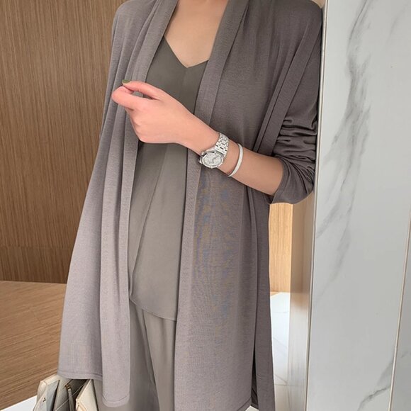 CHICJOC Women The Row-Style Jersey Silk-Cotton Knit Cardigan – Size 36 in moss - Picture 10 of 10